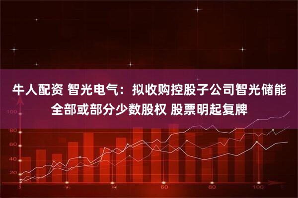 牛人配资 智光电气：拟收购控股子公司智光储能全部或部分少数股权 股票明起复牌